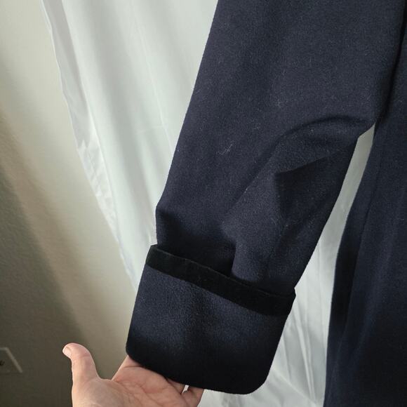 Hervé Benard 22W navy blue Wool Long Coat Women Plus Classic Winter Overcoat VTG - Picture 5 of 9